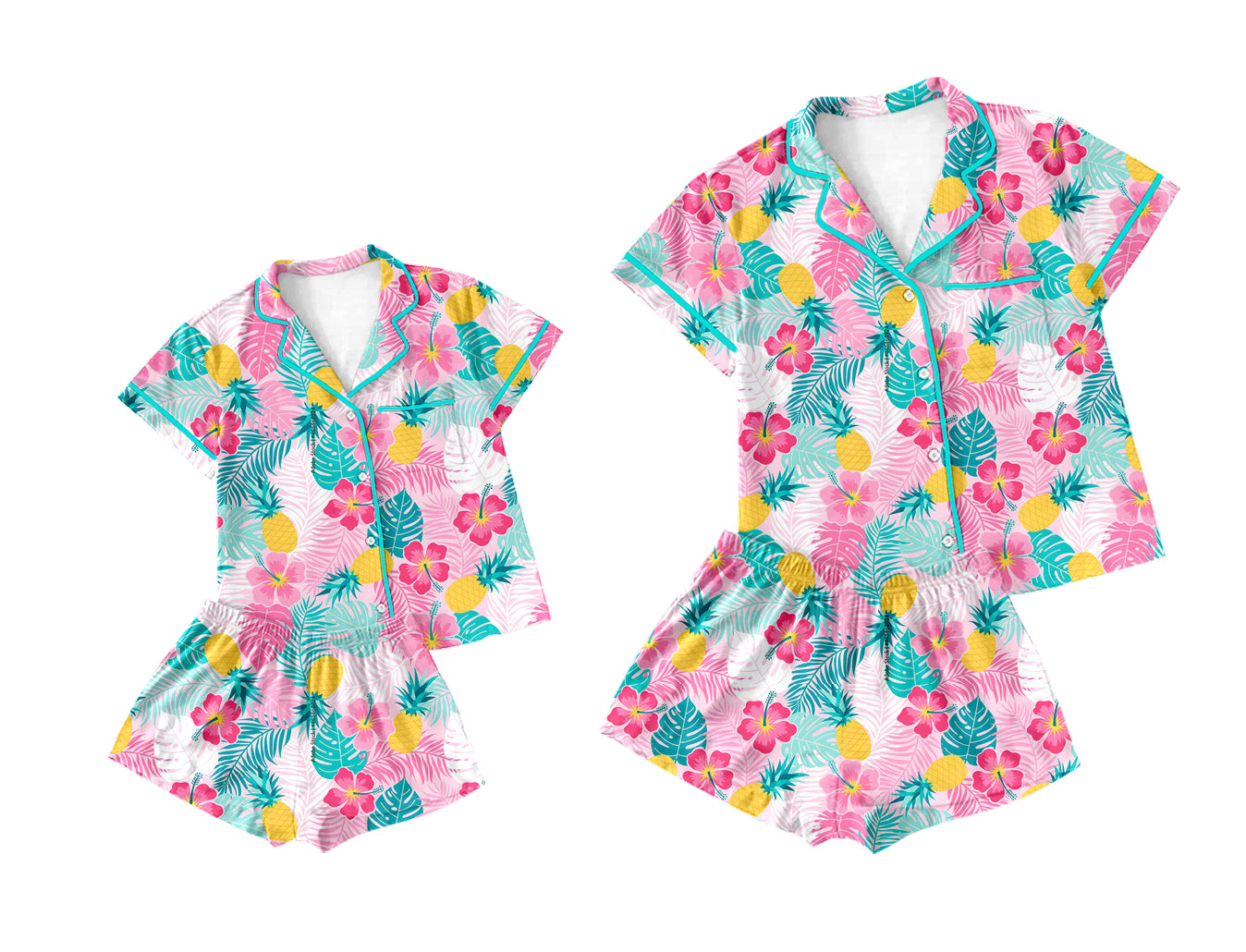 2.17 custom each style moq 5eta 4-6week Sibling Sister floral short sleeve shorts sets and adult sets match design
