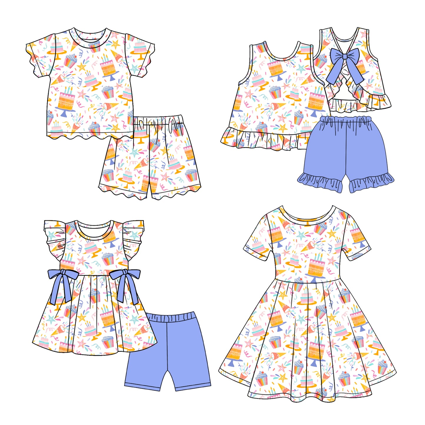 3.13 Custom moq 5 mix size Sibling Baby Girls Short-Sleeved Top And Shorts Set Dress Summer Outfit