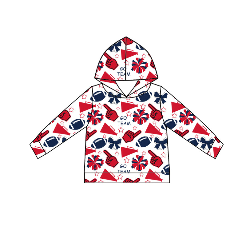 Custom moq 5 each style summer teams baby girls clothes team red hooded long sleeve tops and short sleeve top and dress and shorts-25.6.12