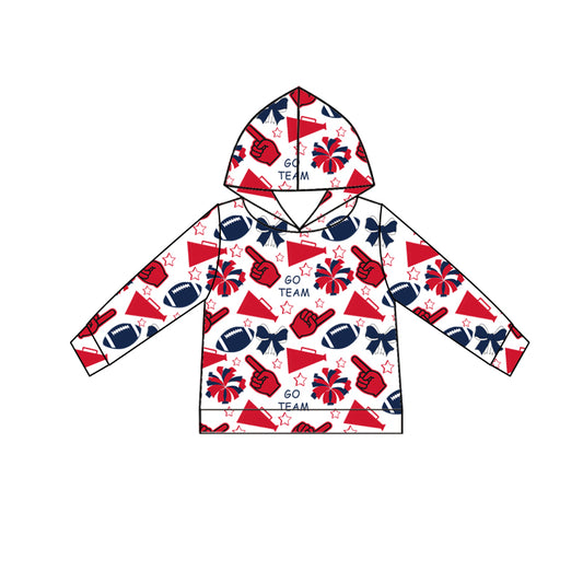 Custom moq 5 each style summer teams baby girls clothes team red hooded long sleeve tops and short sleeve top and dress and shorts-25.6.12