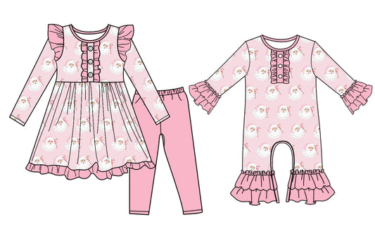 25.6.30 custom each style moq 5eta 4-6week Sibling Sisters Christmas baby girl long sleeve pants sets and rompers match family design