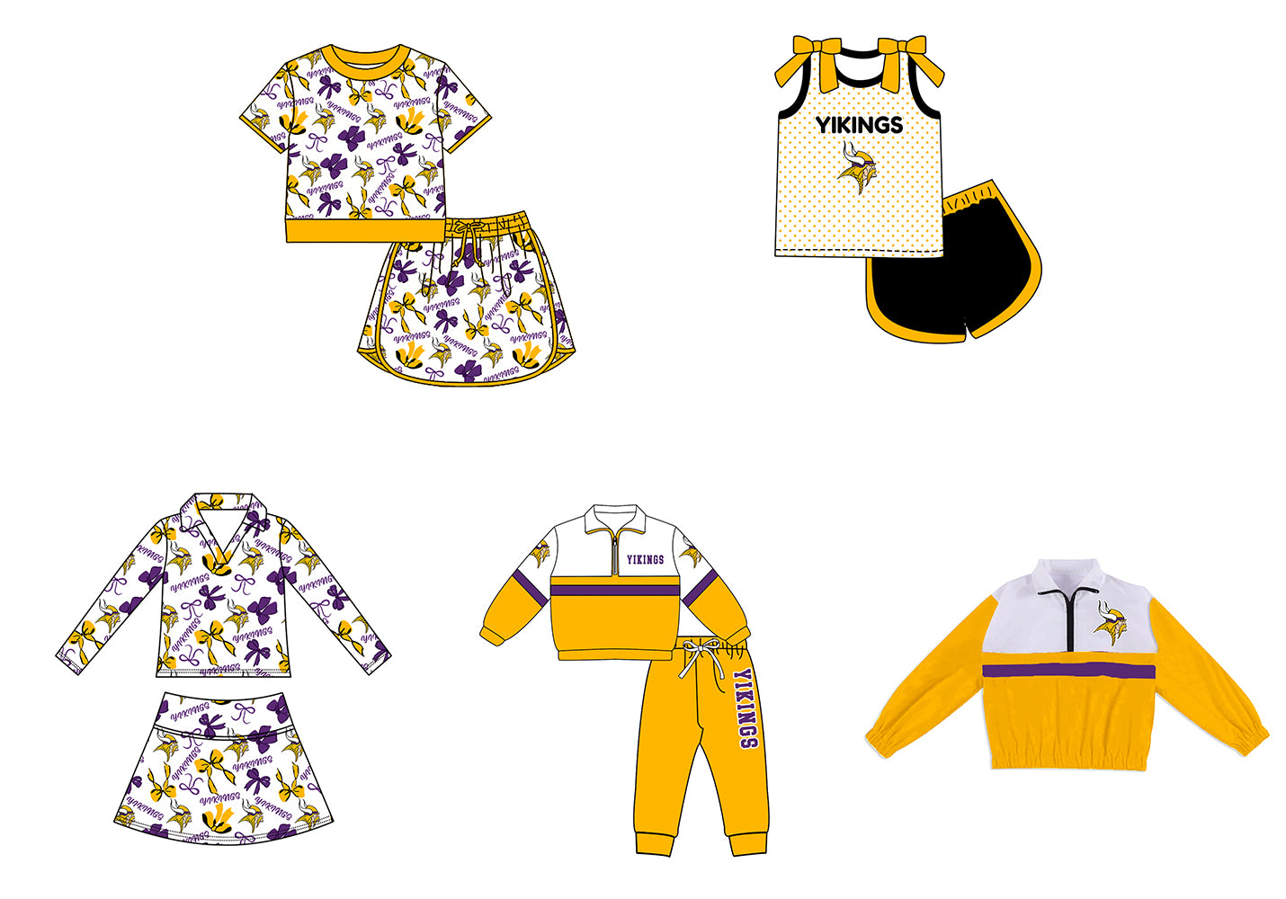 Custom moq 5 mix size milk silk summer teams Girls Yellow Polka Dot Top Shorts Set Top Skirt Short Set Zipper Pullover Jogger Pants Set Pullover Tops