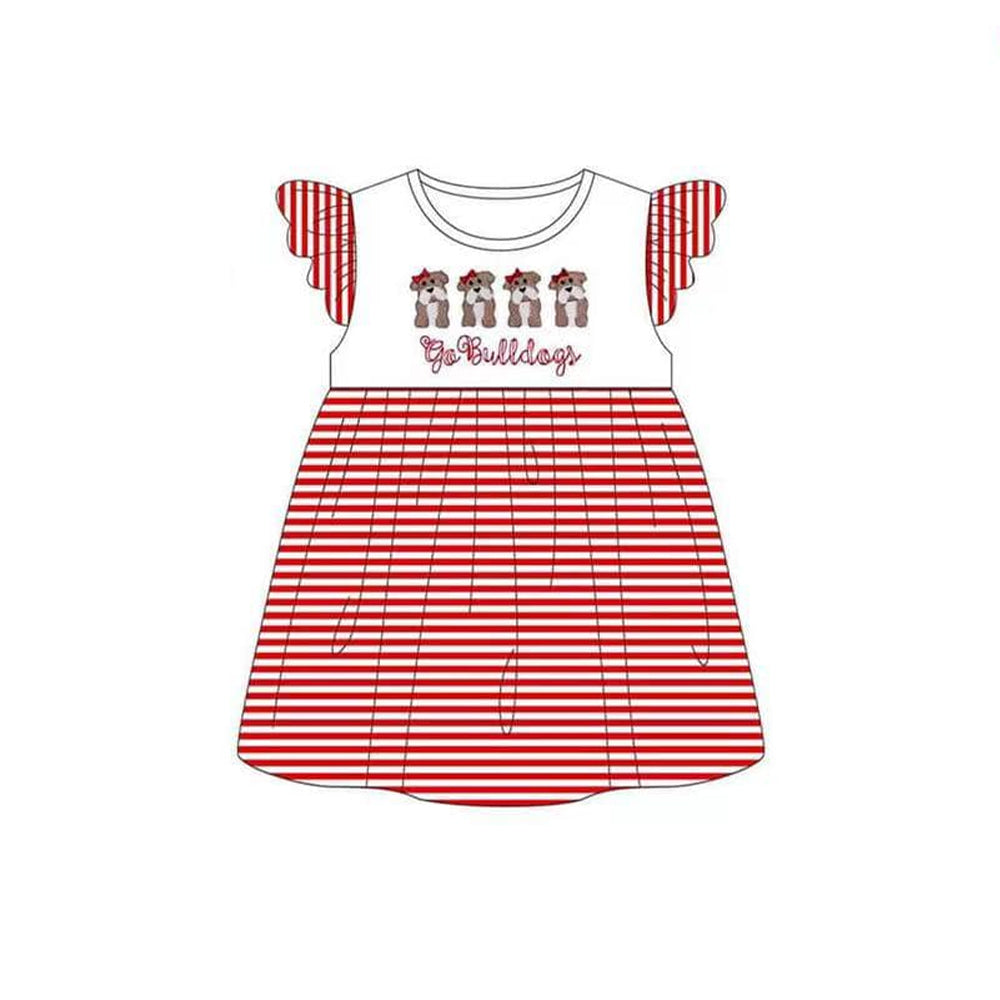 5.11custom each style moq 5eta 4-5week Sibling Sister four dogs prints red girls outfits and baby romper match family design