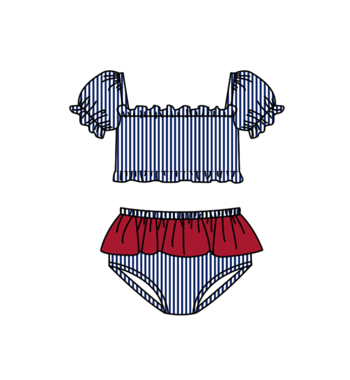 Custom moq 5 mix size milk silk summer teams baby girl boys Navy Blue clothes Two-Piece Swimsuit Set One Piece Swimsuits boy swim trunks