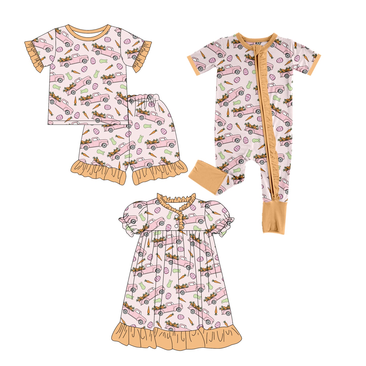 25.12.17 custom each style moq 5 eta 6-8week Sibling Sister easter baby short sleeve shorts sets and romper and dress match design