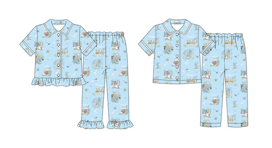 25.9.26 custom each style moq 8 eta 6-8week Sibling Sisters easter baby girl long sleeve pants sets 2 match family design