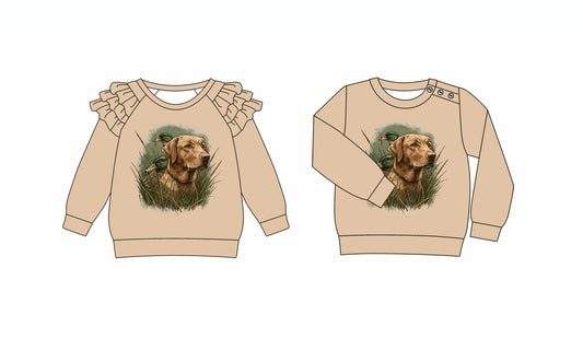 25.6.18 custom each style moq 5eta 4-6week Sibling Sister puppy duck baby boy long sleeve top 1 and top 2 match family design
