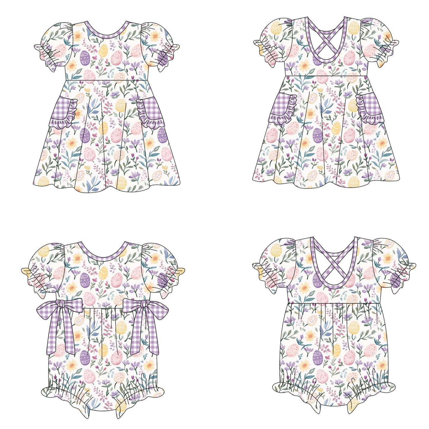26.1.19 custom each style moq 5 eta 6-8week Sibling Sister easter floral baby short sleeve romper and dress match design