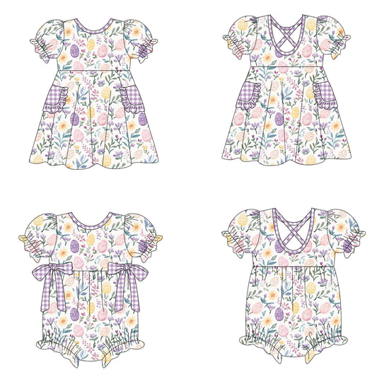 26.1.19 custom each style moq 5 eta 6-8week Sibling Sister easter floral baby short sleeve romper and dress match design