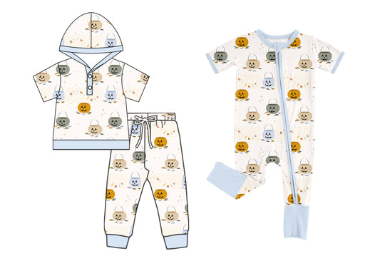 4.28 custom each style moq 5eta 4-6week Sibling Sisters pumpkin baby boy short sleeve pants sets and rompers match family design