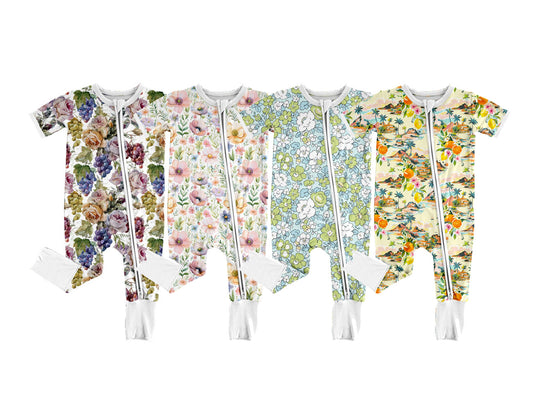 25.11.5 custom each style moq 5 eta 6-8week Sibling Sisters floral baby boy clothes short sleeve rompers 4 match family design