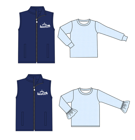 25.6.25 custom each style moq 5eta 4-6week Sibling Sister baby boy long sleeve top 1 and top 2 and short sleeve vest 1 and vest 2 match family design