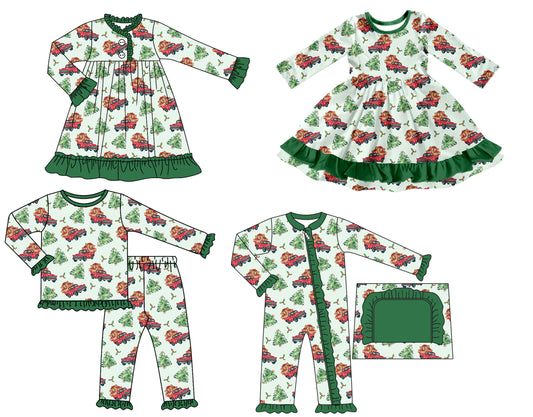 25.7.5 custom each style moq 5 eta 4-6week Sibling Sisters Christmas baby girl long sleeve pants sets and romper and dress 1 and dress 2 match family design