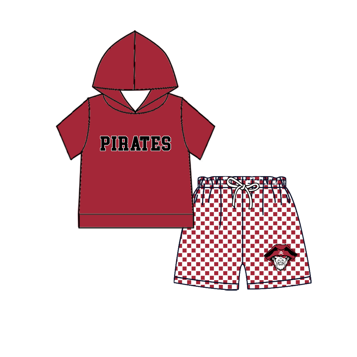 custom moq 5 mix size MSD070806 Baby Kids Summer Short Sleeve Hooded Top Elastic Waist Shorts Clothes Set