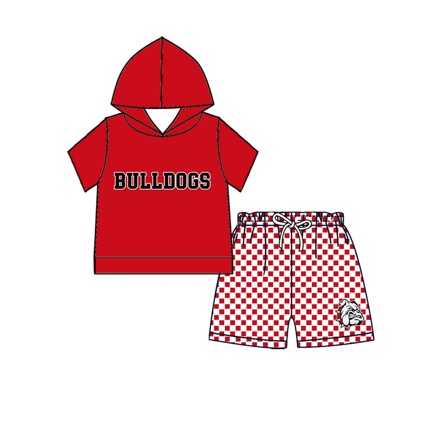 custom moq 5 mix size MSD070606 Baby Kids Short Sleeve Hooded Top And Elastic Waist Shorts Clothes Set