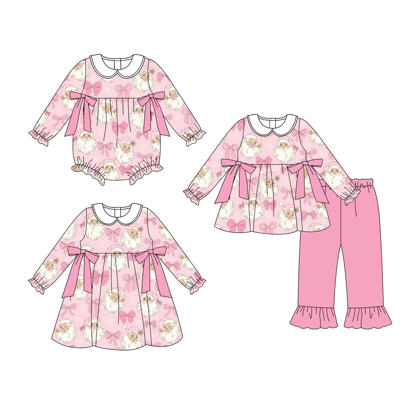 25.8.15 custom each style moq 5eta 4-6week Sibling Sisters Christmas baby girl long sleeve pants sets and dress and rompers match family design