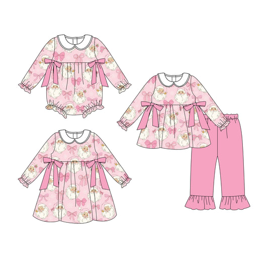 25.8.15 custom each style moq 5eta 4-6week Sibling Sisters Christmas baby girl long sleeve pants sets and dress and rompers match family design
