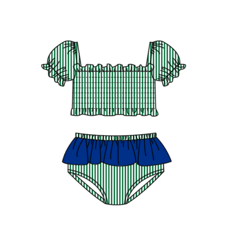 Custom moq 5 mix size milk silk summer teams baby girl boys clothes Green Two-Piece Swimsuit Set One Piece Swimsuits boy swim trunks