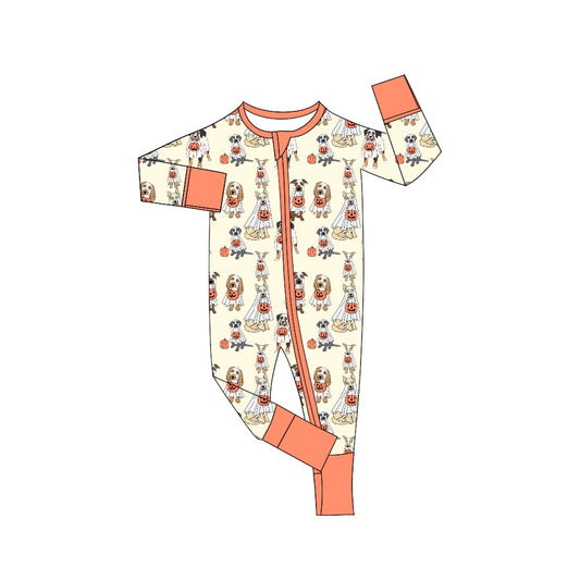 5.9custom each style moq 5eta 4-5week Sibling SisterHalloween dog head ghost print boys set and baby romper match family design