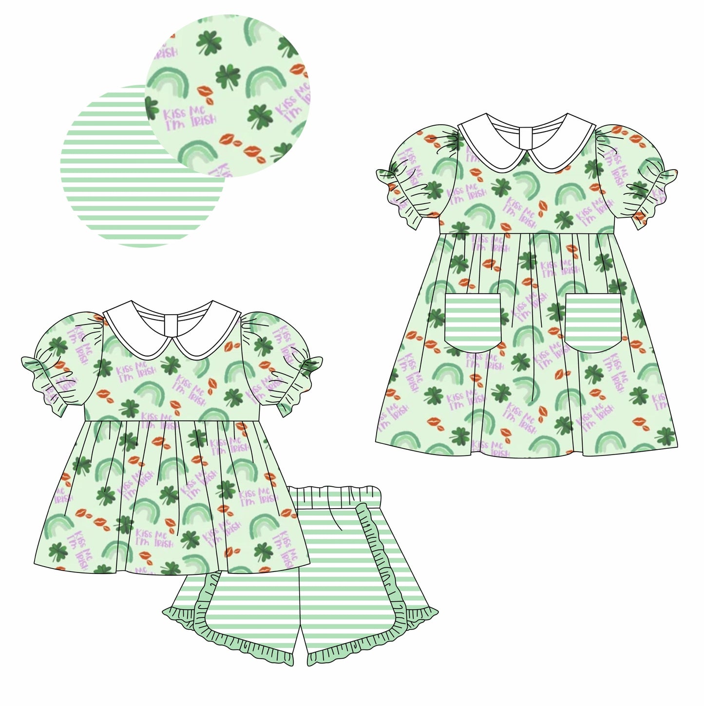 11.11 custom each style moq 5eta 4-6week Sibling Sister KISS baby girl short sleeve shorts sets and dresses match design