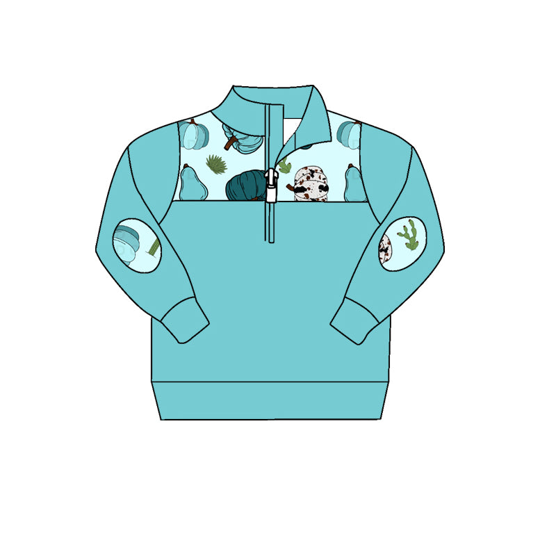5.29 custom each style moq 5 eta 4-6week pumpkin green print girls long sleeve top design