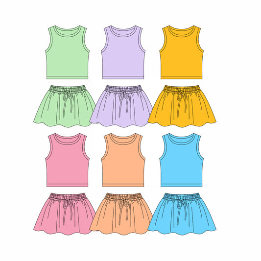 25.12.25 custom each style moq 5 eta 6-8week Sibling Sisters baby girl clothes short sleeve skirts sets 6 match family design
