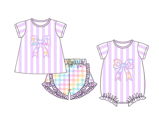 25.11.6 custom each style moq 5 eta 6-8 week Sibling Sister bow baby girl short sleeve shorts sets and rompers match family design