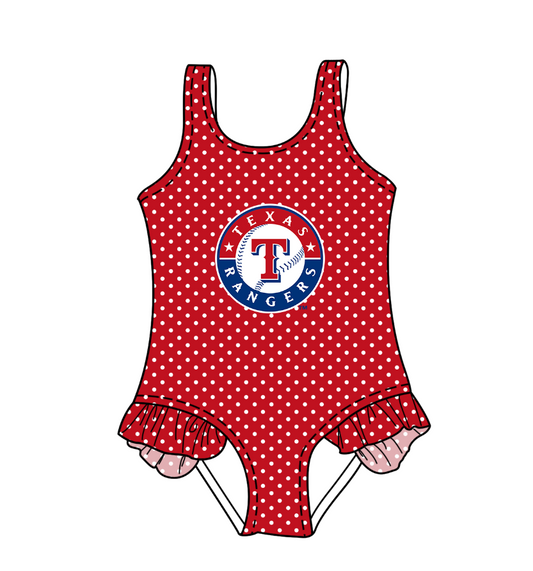 Custom moq 5 mix size milk silk summer teams Red Baby Girl Sleeveless Polka Dot Lace Onesie Swimsuit Cute Summer Beachwear for Little Girls