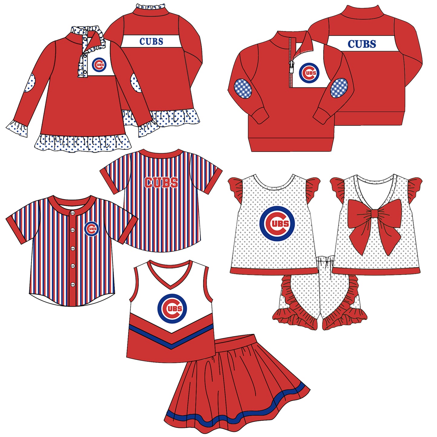Custom moq 5 mix size milk silk summer teams Girls Red Long Sleeve Top Matching Short Sleeve Striped Polka Dot Bow Set Boys Tops