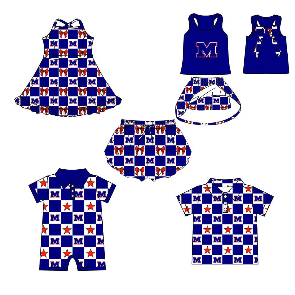 Custom moq 5 mix size milk silk summer teams Baby Girl Sleeveless Top Skirts Set Checked Dress And Shorts Yoga Outfit Boy's Short-Sleeved Polo Shirt And Romper