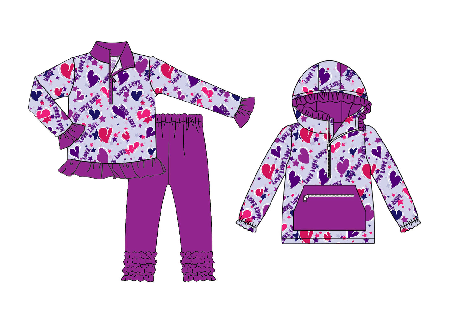 25.10.27 custom each style moq 5 eta 6-8week Sibling Sisters love baby boy long sleeve pants sets and top match family design