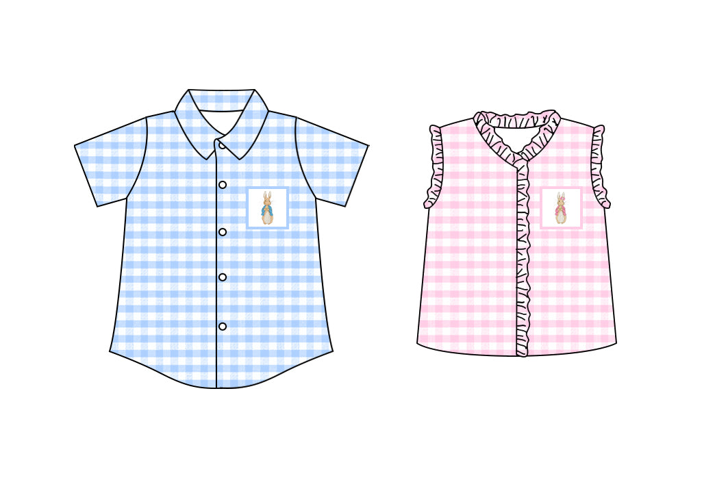 25.10.23 custom each style moq 5 eta 6-8 week Sibling Sister easter baby girl boy short sleeve top 2 match family design