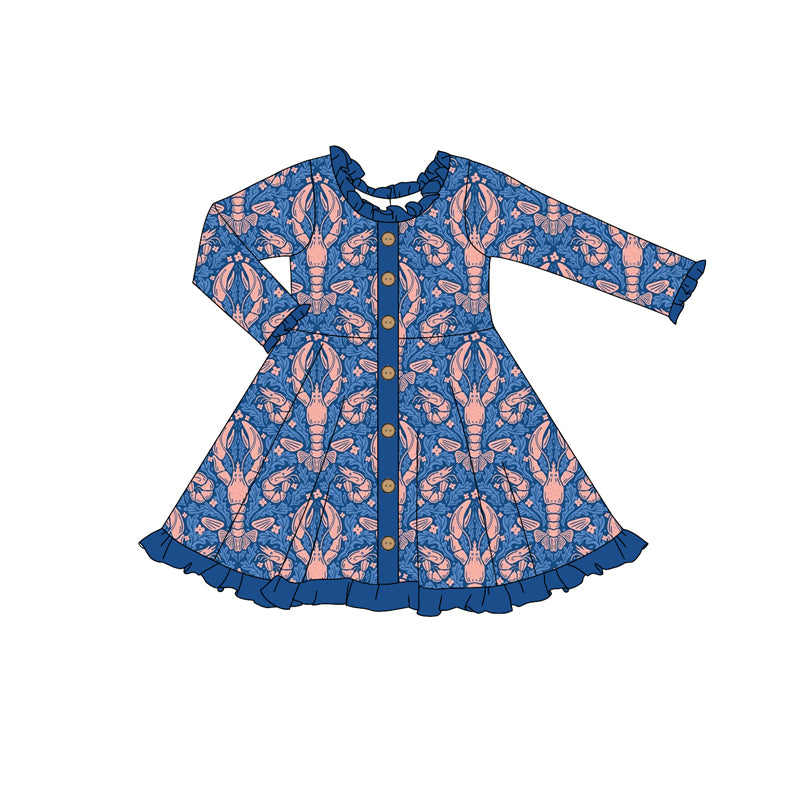 10.15 custom each style moq 5eta 4-6week Sibling Sister caryfish blue baby girl sets and dress and rompers match family design