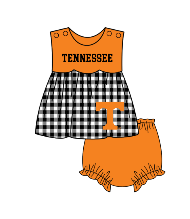 Custom moq 5 mix size milk silk summer teams baby girl boys clothes Orange Black and white checkered short sleeve shorts sets 3 and dress and rompers 2 series