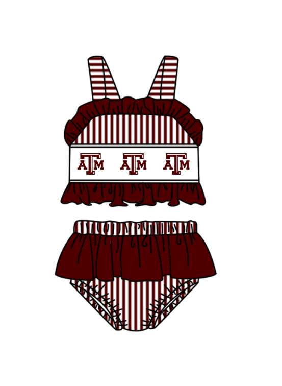 Custom moq 5 mix size milk silk summer teams Baby Girl Dark Red Two-Piece Swimsuit Set One Piece Swimsuits Boys Swim Trunks