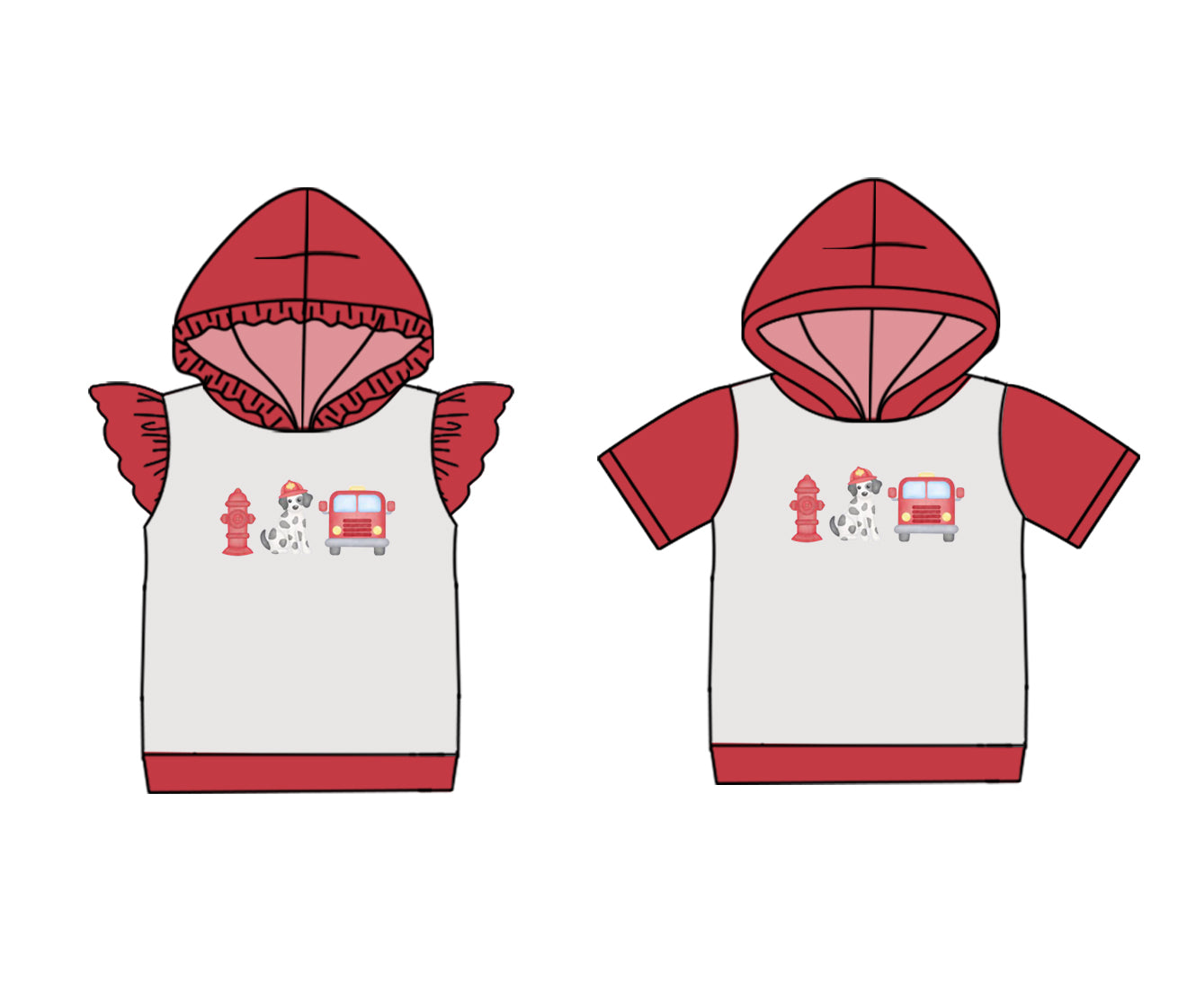 25.10.30 custom each style moq 8 eta 6-8week Sibling Sisters puppy baby girl hooded short sleeve top 2 match family design