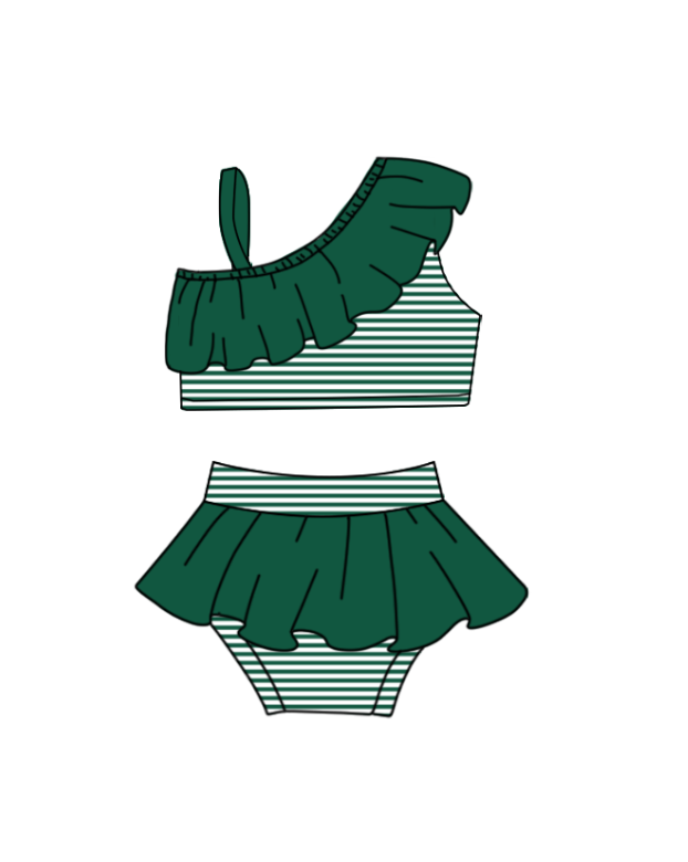 Custom moq 5 mix size milk silk summer teams baby girl boys clothes Green Two-Piece Swimsuit Set One Piece Swimsuits boy swim trunks