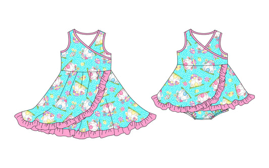 25.10.11 custom each style moq 5 eta 6-8week Sibling Sisters baby girl short sleeve dress and romper match family design