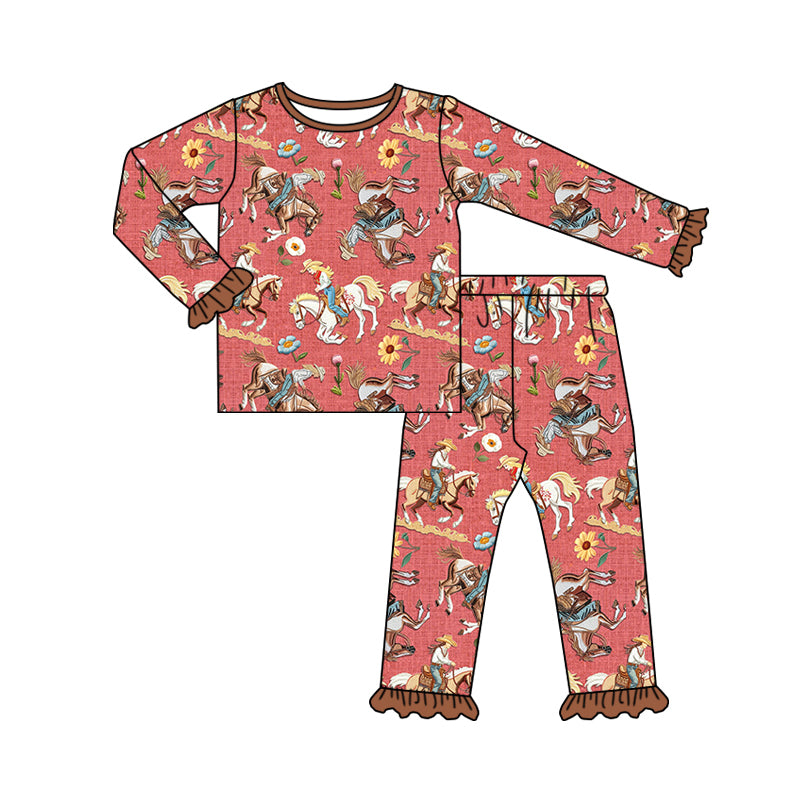 8.14 custom each style moq 5eta 4-6week Sibling Sister riding horse baby girl sets and dress and rompers match family design