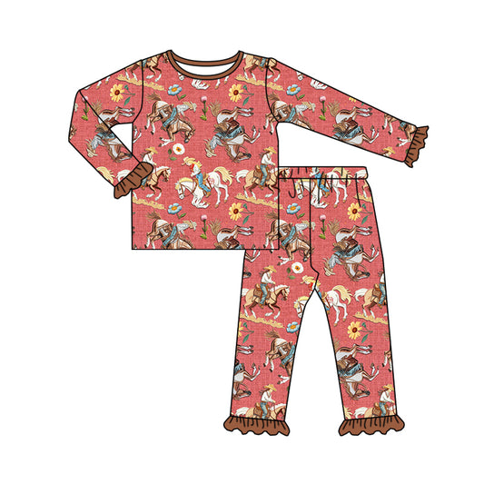 8.14 custom each style moq 5eta 4-6week Sibling Sister riding horse baby girl sets and dress and rompers match family design
