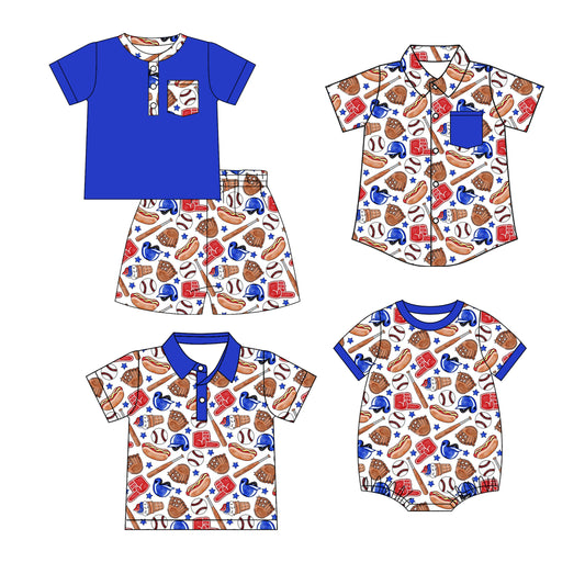 26.1.24 custom each style moq 5 eta 6-8 week Sibling Sister baseball baby boy short sleeve shorts sets and top 2 and romper match family design