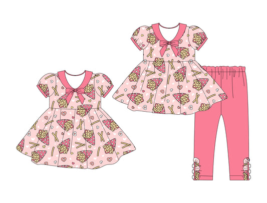 25.10.4 custom each style moq 8 eta 6-8week Sibling Sisters love baby girl short sleeve pants sets and dress match family design