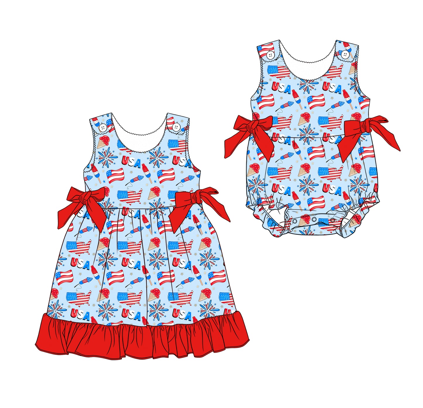 Custom moq 5 mix size Sibling red Sleeveless Dress Romper for Baby Girl Infant Summer Outfit Casual Comfortable Clothing