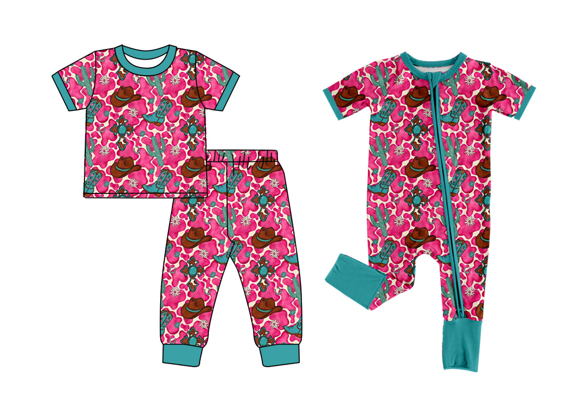 25.12.17 custom each style moq 5 eta 6-8week Sibling Sisters hat boot catcus baby girl clothes short sleeve pants sets and romper match family design