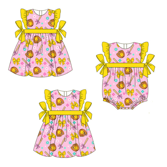 2.28 Custom moq 5 mix size Sibling Baby Girl's Cute Pink Sleeveless  Romper Dress With bow for Summer