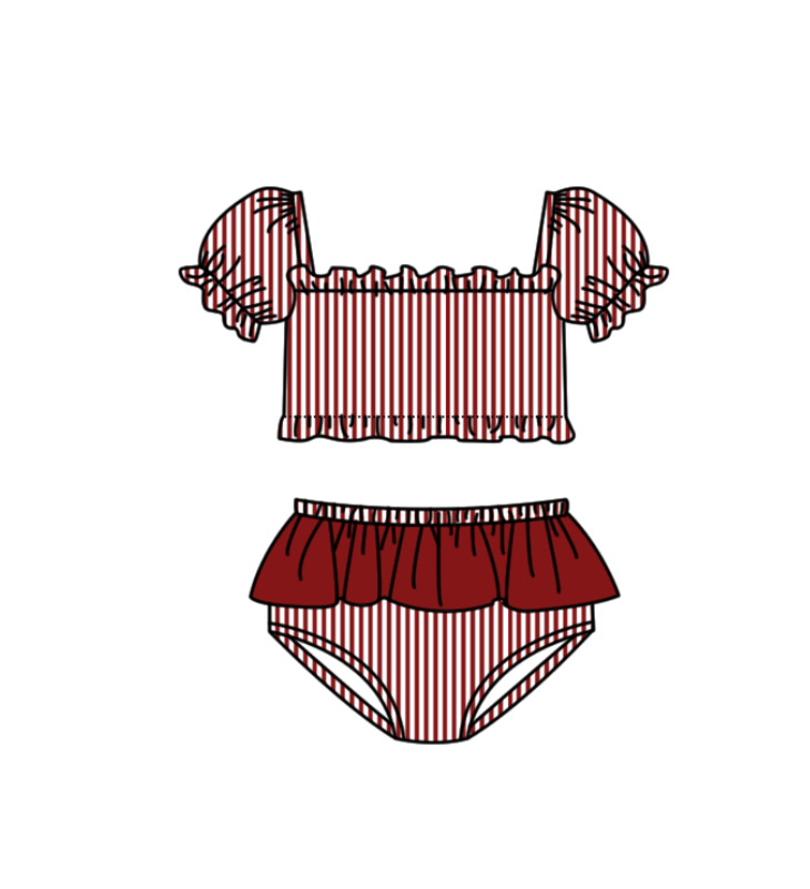 Custom moq 5 mix size milk silk summer teams baby girl boys clothes Red Two-Piece Swimsuit Set One Piece Swimsuits boy swim trunks