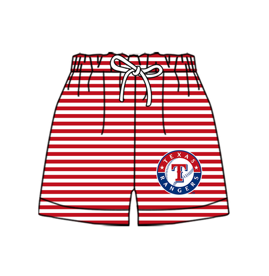 Custom moq 5 mix size milk silk summer teams Baby Red Striped Drawstring Shorts for Children Elastic Waist Kids Summer Shorts