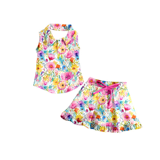 7.2 custom each style moq 5eta 4-6week Sibling Sister floral pink Yoga Clothes baby girls clothes sets and adult pants sets