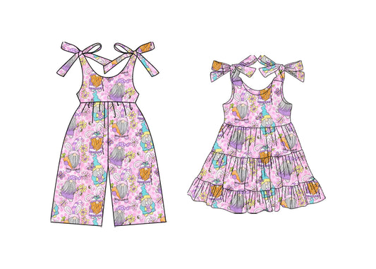 25.10.13 custom each style moq 5 eta 6-8week Sibling Sisters bunny floral baby girl long sleeve dress and jumpsuit match family design