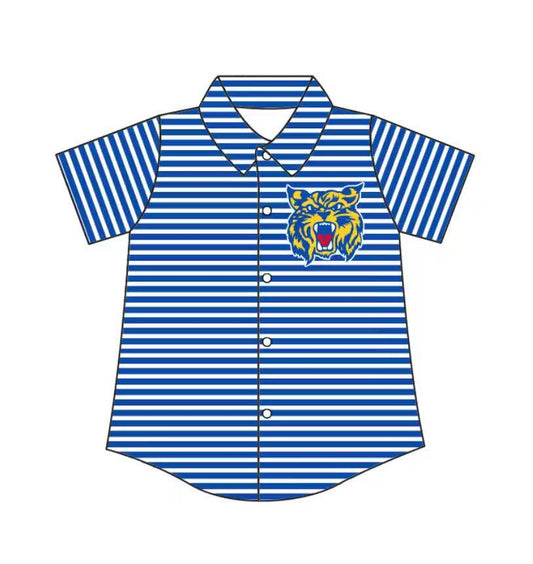 Custom moq 5 mix size milk silk summer teams Baby Boys Summer Stripes Short Sleeve Button Shirts Top